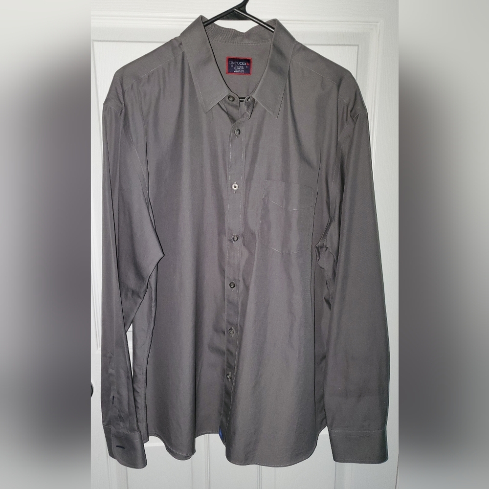 UNTUCKit Men's Size XL Solid Gray Dress Shirt Long Sleeve Business Casual
